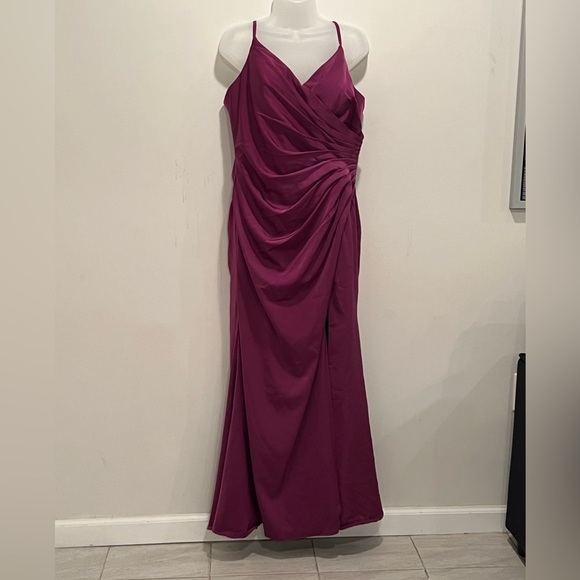 DA VINCI Magenta Draped Evening Gown Formal Maxi Dress/size 16W - Picture 4 of 12